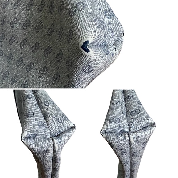 Gucci • 3pc Set Authentic Vintage Navy Blue Micro GG Handbag Purse Pouch Wallet - Picture 14 of 16